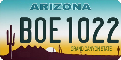 AZ license plate BOE1022