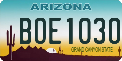 AZ license plate BOE1030