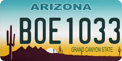 AZ license plate BOE1033