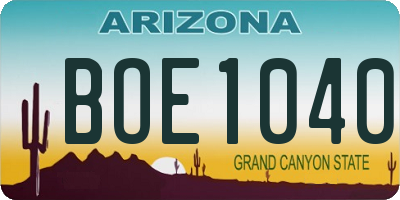 AZ license plate BOE1040