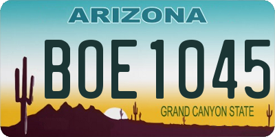 AZ license plate BOE1045