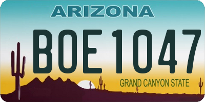 AZ license plate BOE1047