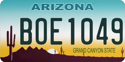 AZ license plate BOE1049