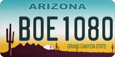 AZ license plate BOE1080