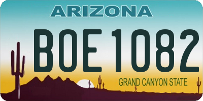 AZ license plate BOE1082