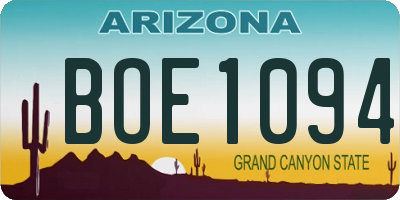 AZ license plate BOE1094