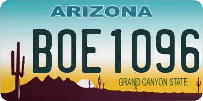 AZ license plate BOE1096