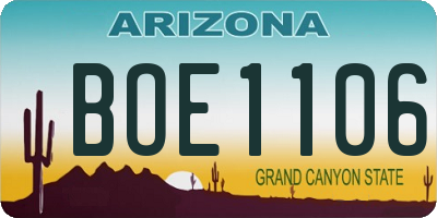 AZ license plate BOE1106