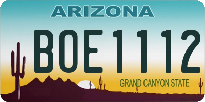 AZ license plate BOE1112
