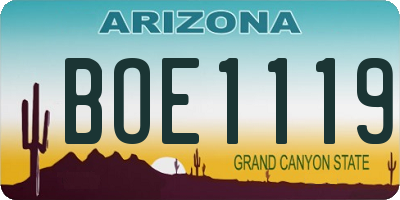 AZ license plate BOE1119