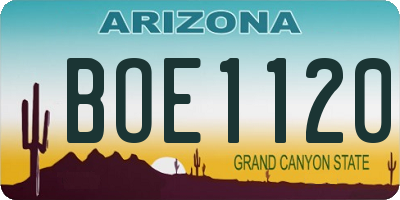 AZ license plate BOE1120
