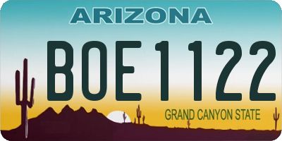 AZ license plate BOE1122