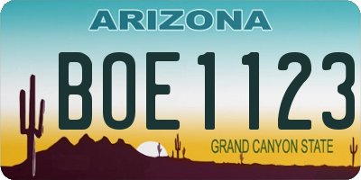 AZ license plate BOE1123