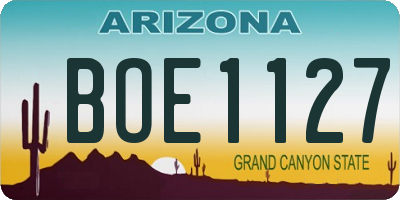 AZ license plate BOE1127