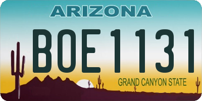 AZ license plate BOE1131