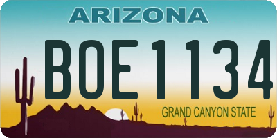 AZ license plate BOE1134