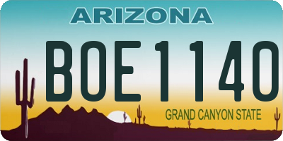 AZ license plate BOE1140