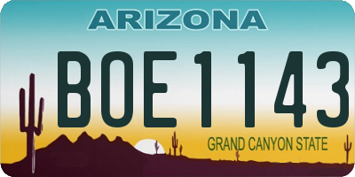 AZ license plate BOE1143