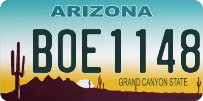 AZ license plate BOE1148