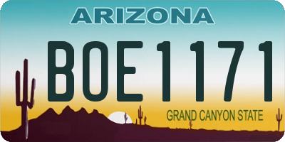 AZ license plate BOE1171