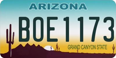 AZ license plate BOE1173