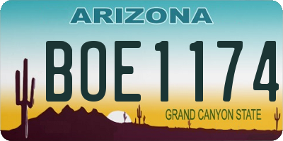 AZ license plate BOE1174