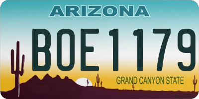 AZ license plate BOE1179