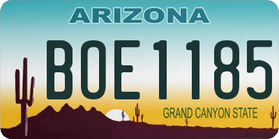 AZ license plate BOE1185