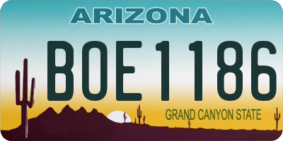 AZ license plate BOE1186