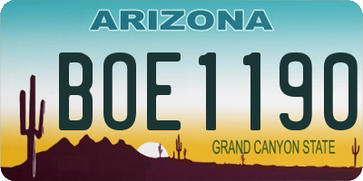 AZ license plate BOE1190