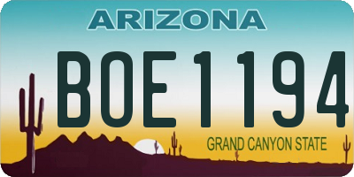 AZ license plate BOE1194