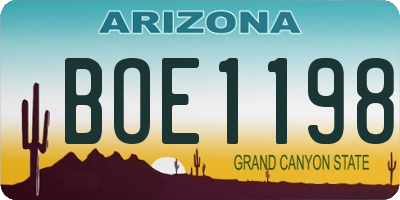 AZ license plate BOE1198