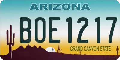 AZ license plate BOE1217