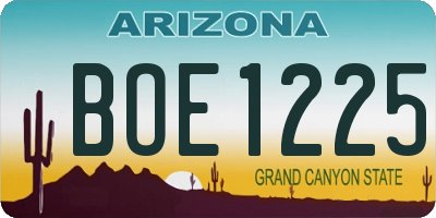 AZ license plate BOE1225