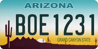AZ license plate BOE1231
