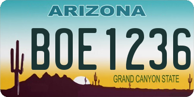 AZ license plate BOE1236