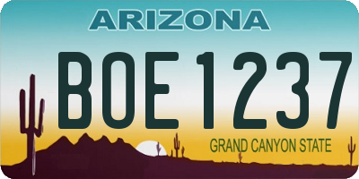 AZ license plate BOE1237