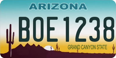 AZ license plate BOE1238