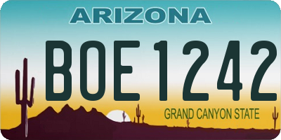 AZ license plate BOE1242
