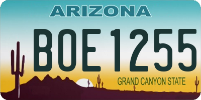 AZ license plate BOE1255
