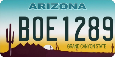 AZ license plate BOE1289