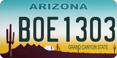 AZ license plate BOE1303