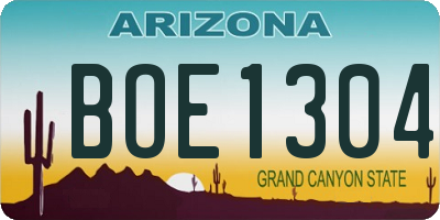 AZ license plate BOE1304