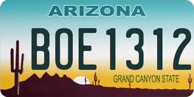 AZ license plate BOE1312