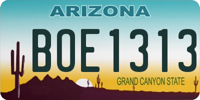 AZ license plate BOE1313