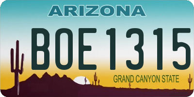 AZ license plate BOE1315