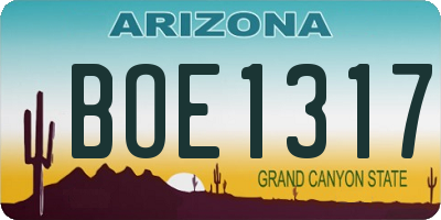 AZ license plate BOE1317