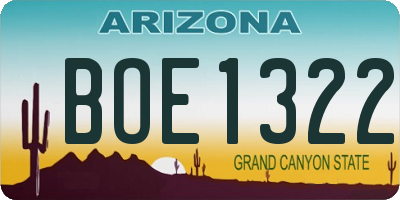 AZ license plate BOE1322