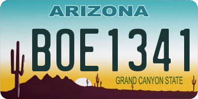AZ license plate BOE1341
