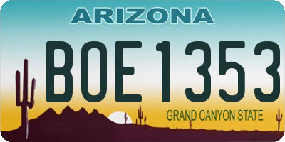 AZ license plate BOE1353